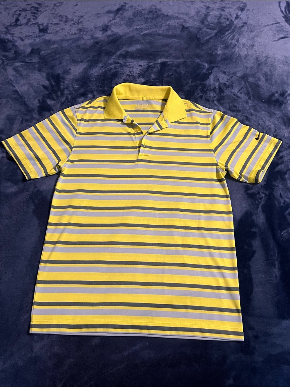 Nike Golf Tour Performance Dri-Fit Polo Shirt Sz Small Yellow Gray Striped